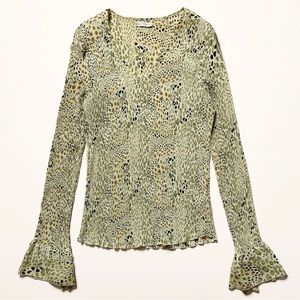 Vintage Kaelyn Max II flare cuff abstract animal print blouse